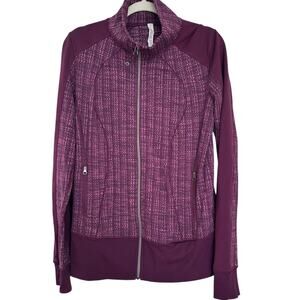 Lululemon Women's Nice Asana Define Jacket Purple Ziggy Full Zip, Size 12, EUC